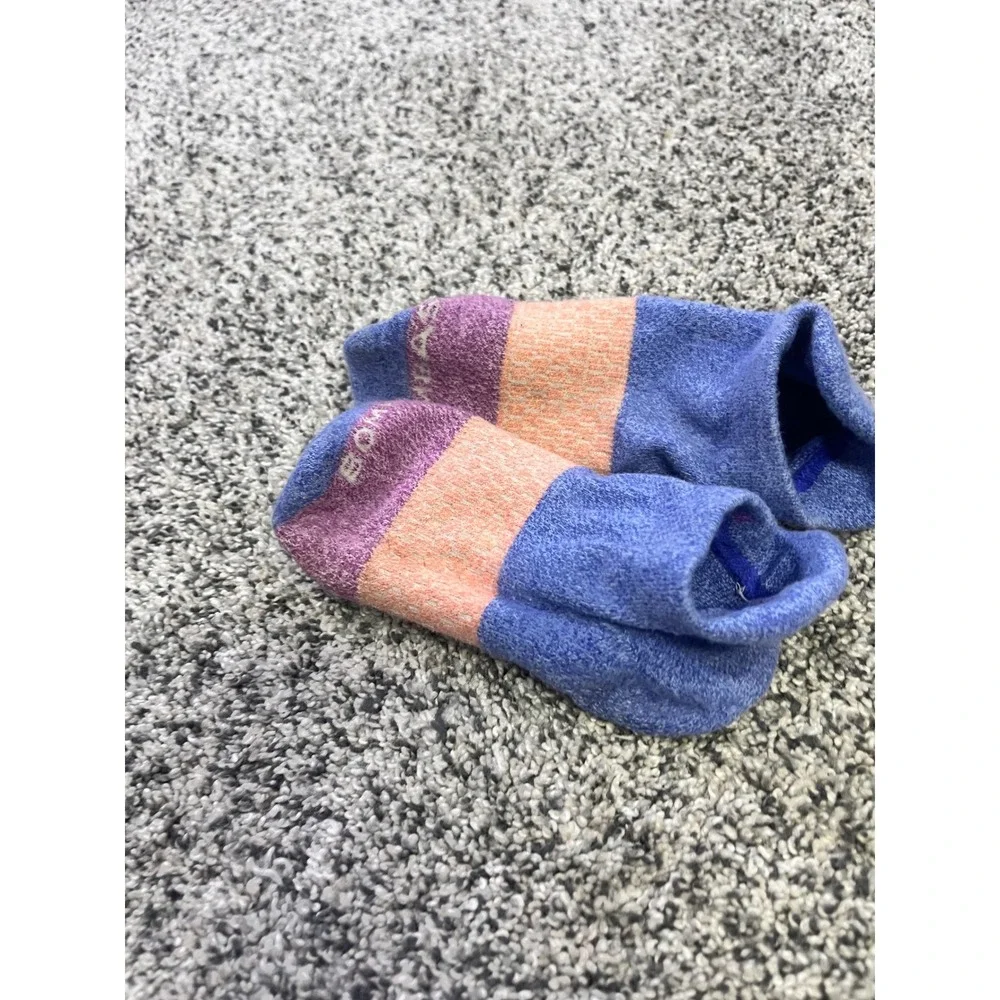 Bombas Womens Ankle Socks Blue Peach Purple Colorblock Low‎ Cut No Show Small